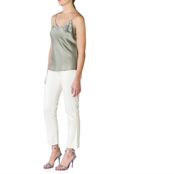 Embroidered Silk Charmeuse Cami - Picture 2 of 3